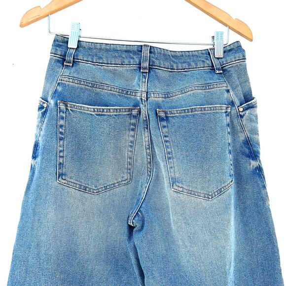 New ME+EM Twisted Seam Jeans Barrel Blue Wash Pants Size 26 Wide Leg Denim - Picture 5 of 12